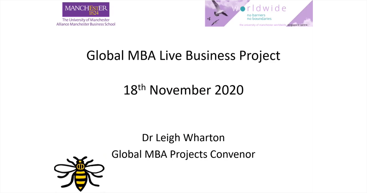Live Business Project Virtual Talk by the Manchester Worldwide S.E.A Centre - 18 Nov 2020